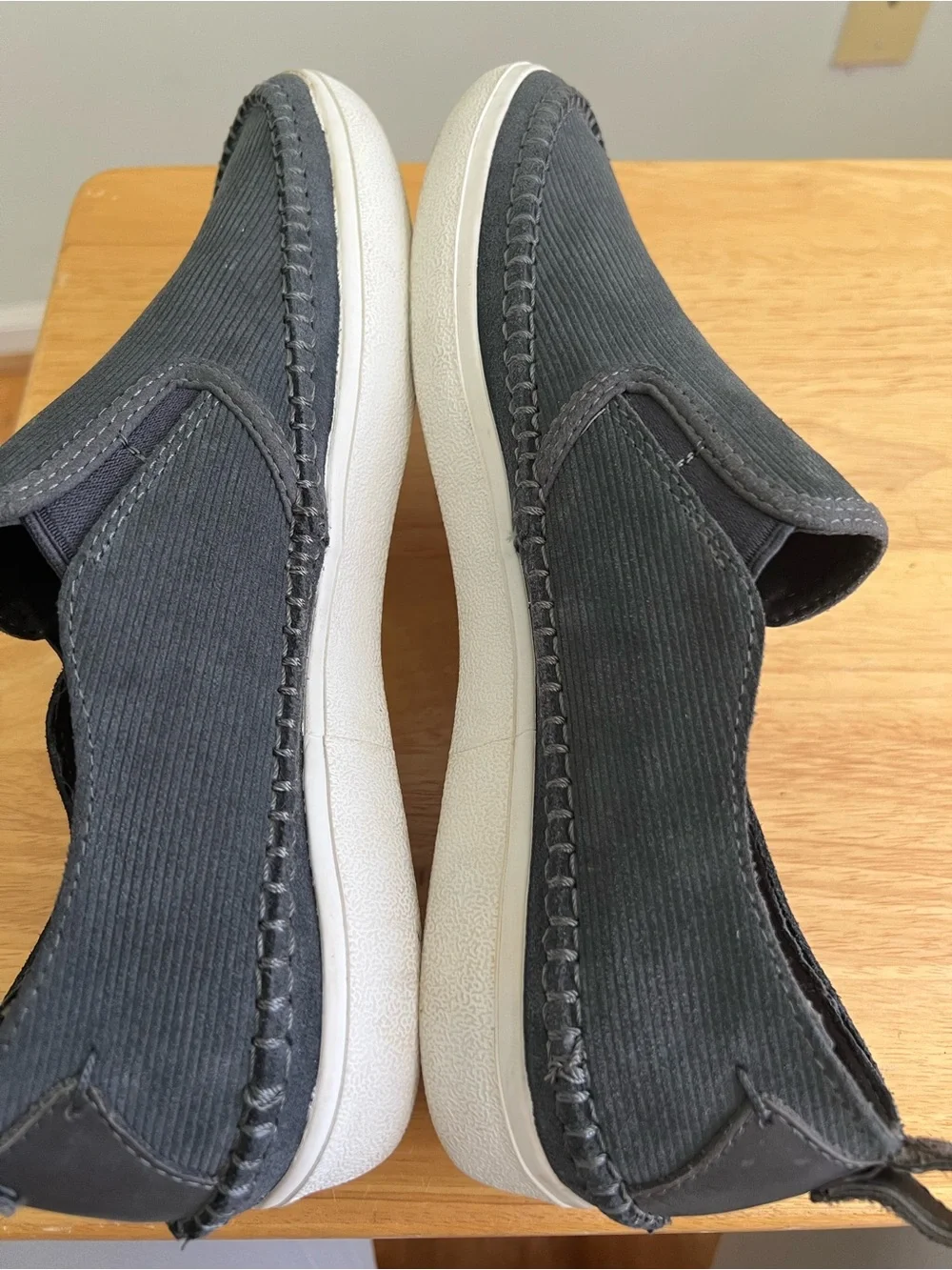 Clarks Gray Corduroy Slip-On Loafers
